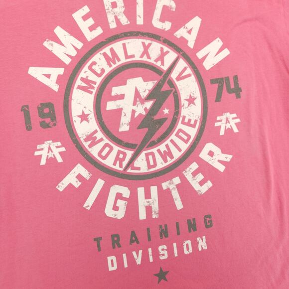 American Fighter Casual Short Sleeve Graphic Crew Neck Shirt Mens Size 2XL Pink - Picture 4 of 9